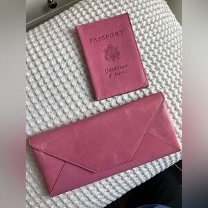 Atlas Pink Leather Women's Passport/Travel Document Pouch